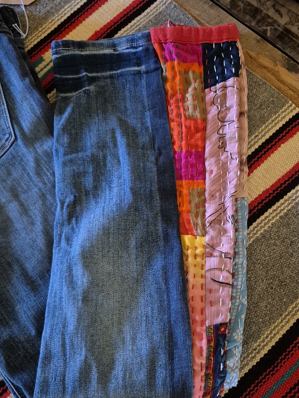 ExPressJeansRepurposed "LoveMeTwice"BellBottom Jeans.sz2 R. W13"×30" 7rise(1670A - Picture 15 of 16